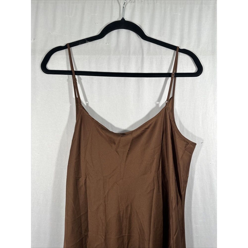 NWT $199 All Saints‎ [ 10 US ] Hadley Cowl Neck Midi Slip Dress Warm Brown - Picture 14 of 16